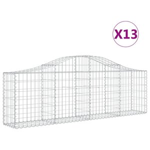 vidaXL Paniers à gabions arqués 13 Pièces 200x30x60/80 cm Fer galvanisé