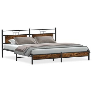 vidaXL Cadre de lit en métal sans matelas chêne fumé 200x200 cm