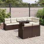 vidaXL Ensemble de canapé de jardin avec coussin 9 Pièces Marron et crème