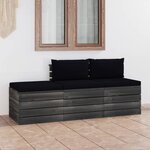 vidaXL Salon palette de jardin 3 Pièces avec coussins Bois de pin massif