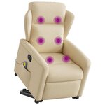 vidaXL Fauteuil inclinable de massage électrique Crème Tissu