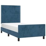 vidaXL Cadre de lit sans matelas bleu foncé 90x200 cm velours