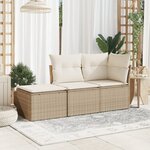 vidaXL Tabouret de jardin avec coussin beige 55x55x37cm résine tressée