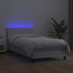 vidaXL Sommier à lattes de lit avec matelas et LED Blanc 90x200cm
