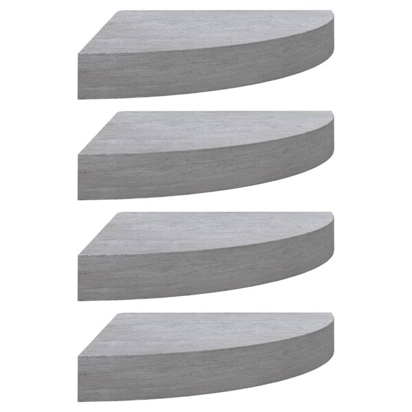 vidaXL Étagères d'angle murales 4 Pièces Gris béton 35x35x3 8 cm MDF