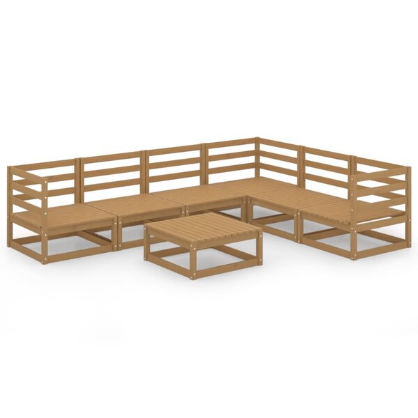vidaXL Salon de jardin 7 Pièces marron miel bois de pin massif