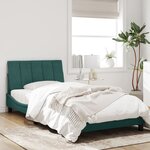 vidaXL Cadre de lit avec lumières LED vert foncé 100x200 cm velours