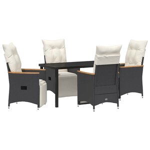 vidaXL Ensemble de salle à manger pour jardin 5 Pièces Noir Poly rotin