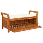 vidaXL Banc de rangement de jardin avec coussin 126 cm Bois d'acacia