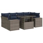 vidaXL Salon de jardin avec coussins 7 Pièces gris résine tressée acacia