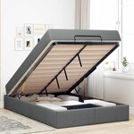 vidaXL Cadre de lit avec matelas Gris foncé 120 x 200 cm tissu