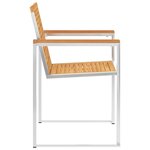 vidaXL Chaises de jardin 8 Pièces Bois de teck solide et acier inoxydable