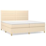 vidaXL Sommier à lattes de lit avec matelas Crème 200x200 cm Tissu