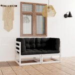 Vidaxl canapé 2 places de jardin avec coussins bois de pin solide
