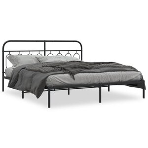 vidaXL Cadre de lit métal sans matelas avec tête de lit noir 183x213cm