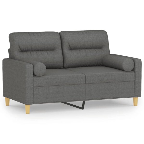 vidaXL Canapé 2 places avec oreillers gris foncé 120 cm tissu