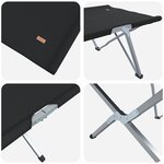 vidaXL Lit de camping pliant avec sac de transport  noir  en toile Oxford 600D