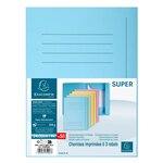 Paquet 50 Chemises Imprimées 3 Rabats Super 210 - 24x32cm - Bleu Clair - Exacompta