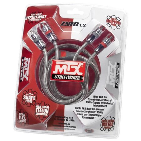 MTX Câble RCA StreetWires ZNHD1.2 1 m Haut de Gamme Symétrique 100% Cuivre ZeroNoise