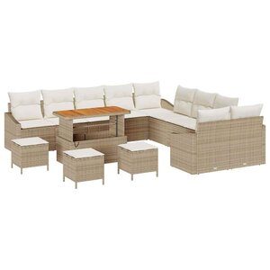 vidaXL Ensemble de canapé de jardin 14 Pièces Beige Poly rotin