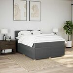 vidaXL Sommier à lattes de lit avec matelas Gris foncé 140x190cm Tissu