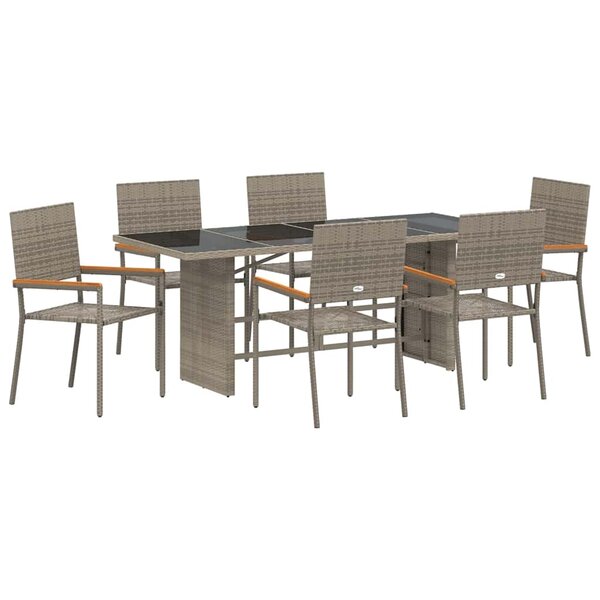 vidaXL Ensemble de salle à manger pour jardin 7 Pièces Gris