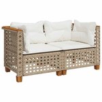 vidaXL Canapés d'angle de jardin et coussins 2Pièces beige résine tressée