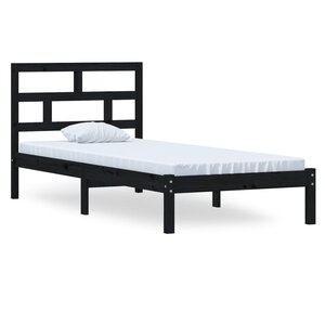 vidaXL Cadre de lit sans matelas noir bois massif 100x200 cm