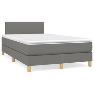 vidaXL Sommier à lattes de lit avec matelas Gris foncé 120x200cm Tissu