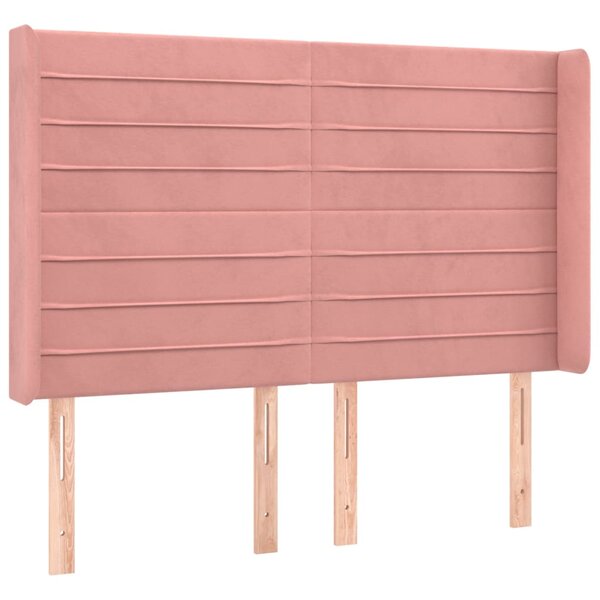 vidaXL Tête de lit avec oreilles Rose 147x16x118/128 cm Velours