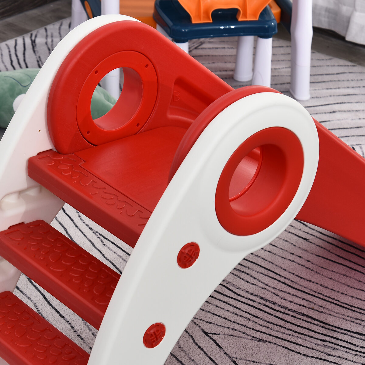 HOMCOM Toboggan pour Enfants de 3 à 6 ans Pliable Portable Intérieur  Extérieur 120 x 50 x 56 cm Rouge 