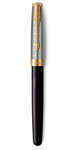 PARKER Sonnet Premium  Stylo plume  Métal et Laque Noire  Plume fine 18k  encre noire  Coffret cadeau