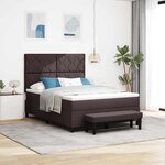 vidaXL Lit à ressorts avec matelas Marron foncé 140 x 200 cm tissu