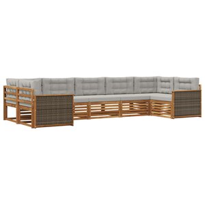 vidaXL Ensemble de canapés d'extérieur 7 pc Naturel et gris clair