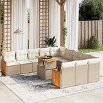 vidaXL Salon de jardin 11 Pièces avec coussins beige résine tressée