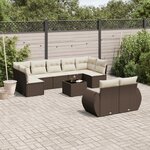 vidaXL Salon de jardin 10 Pièces avec coussins marron résine tressée