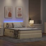 vidaXL Lit avec rangement et LED Crème 140 x 190 cm Polyester