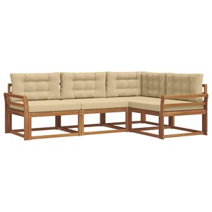 vidaXL Ensemble de canapés d'extérieur 4 Pièces Naturel et Beige