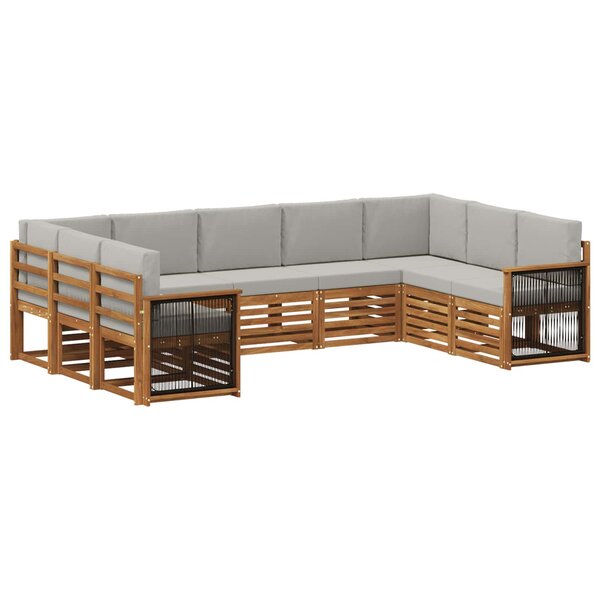 vidaXL Ensemble de canapé d'angle 7 Pièces Naturel et gris clair