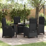 vidaXL Ensemble de salle à manger pour jardin 5 Pièces Noir polyrotin