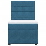vidaXL Sommier à lattes de lit avec matelas bleu 90x200 cm velours