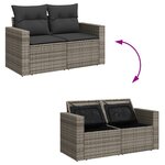 vidaXL Salon de jardin 4 Pièces avec coussins gris résine tressée