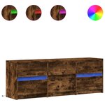 vidaXL Meuble TV avec LED chêne fumé 140x34x50 cm bois d'ingénierie