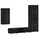 vidaXL Ensemble meuble TV avec tiroir FLORIN Noir Bois d'ingénierie