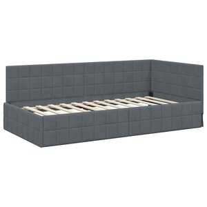 vidaXL Cadre de lit d'angle Gris foncé 100 x 200 cm Velours