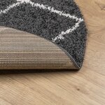 vidaXL Tapis shaggy à poils longs moderne noir et crème Ø 200 cm