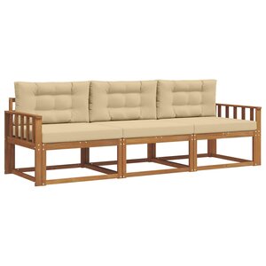 vidaXL Ensemble de canapés d'extérieur 3 Pièces Naturel et Beige