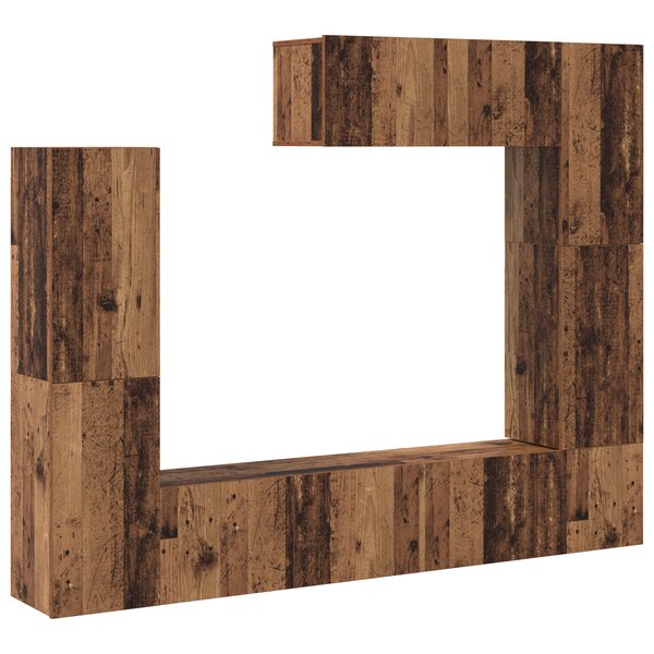 vidaXL Ensemble de 7 meubles TV  Monté au mur  Bois vintage  Bois reconstitué