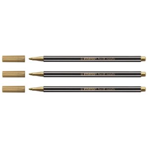 Stylo feutre Pen 68 metallic pointe moyenne or x 3 STABILO