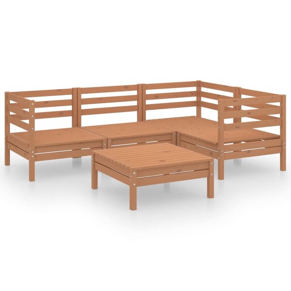vidaXL Salon de jardin 5 Pièces Bois de pin massif Marron miel